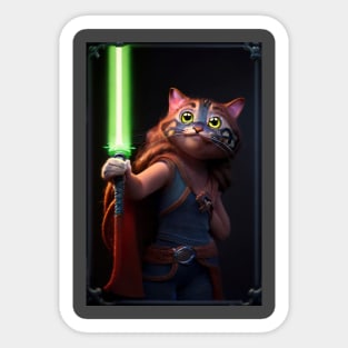 Fun Cat Print ~ AI Art ~ Fantasy Cat ~ Sci-fi Cat ~ Cats with Lightsabers Sticker